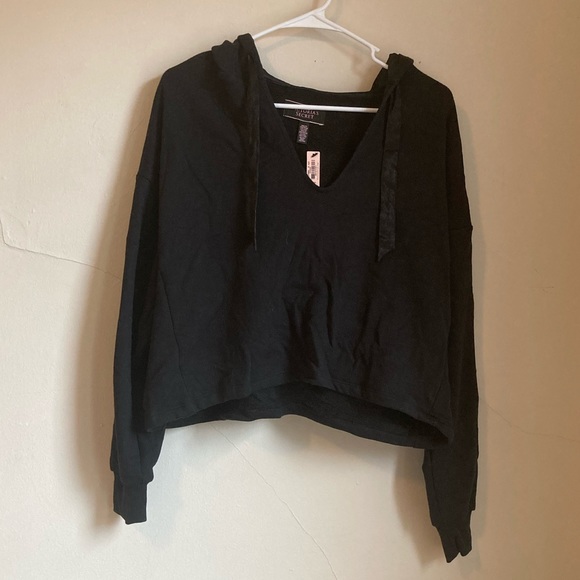 Cropped Victoria Secret Hoodie Black Satin Lining - Picture 6 of 6